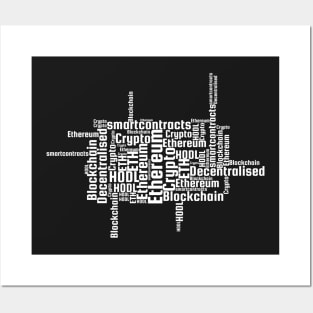 Ethereum Blockchain Wordcloud Tshirt Posters and Art